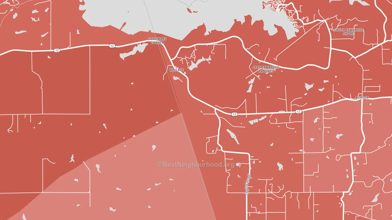 Wallace, CA block-group political-lean map
