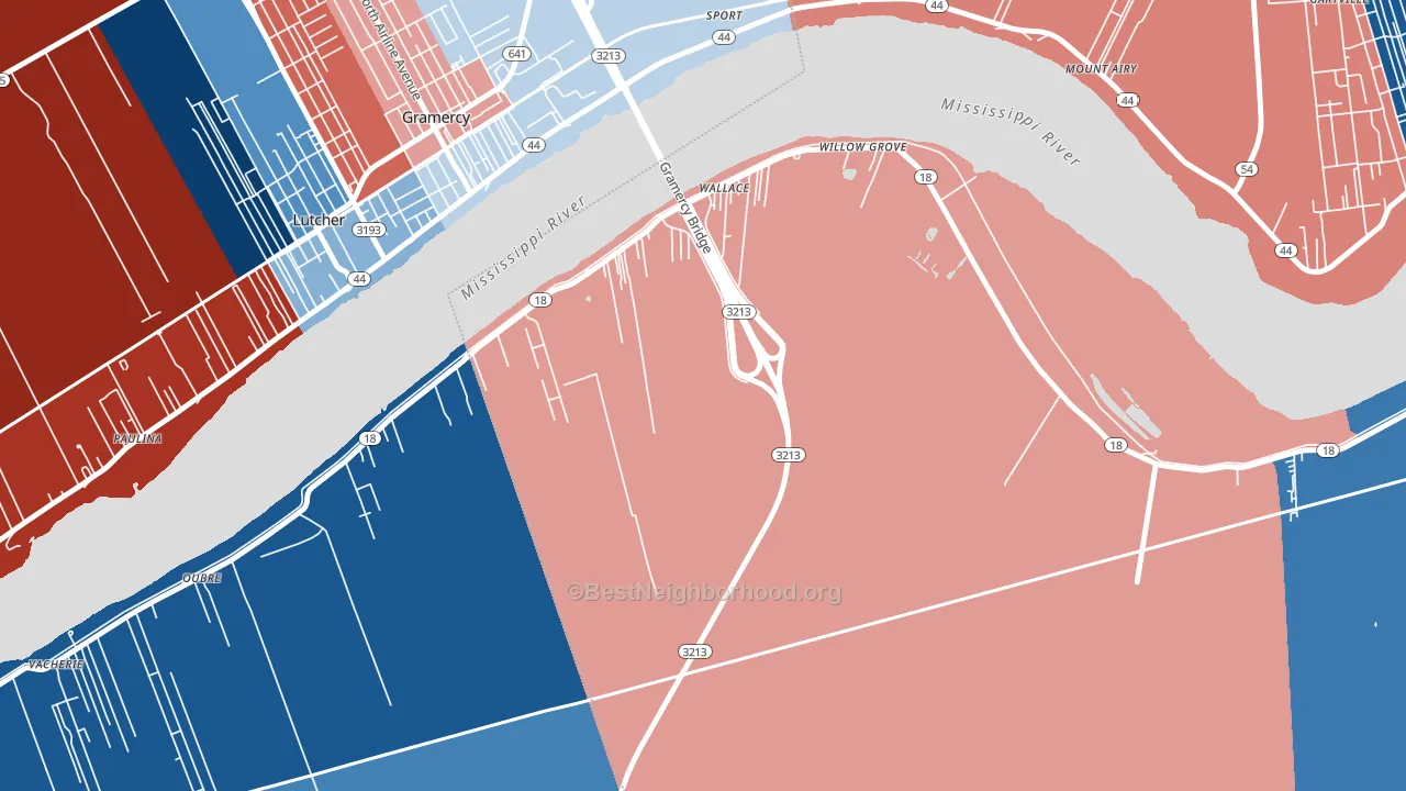 Wallace, LA block-group political-lean map