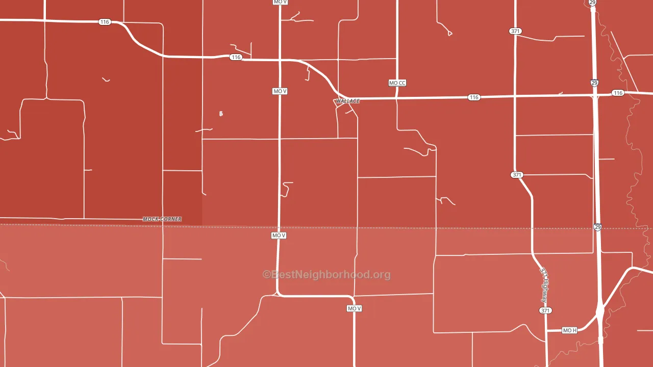 Wallace, MO block-group political-lean map