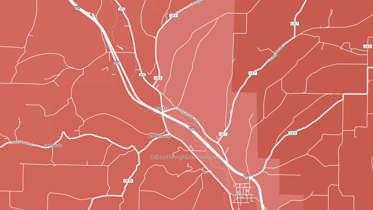 Wallace, NY block-group political-lean map