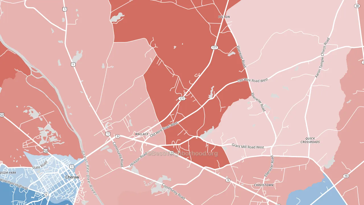 Wallace, SC block-group political-lean map