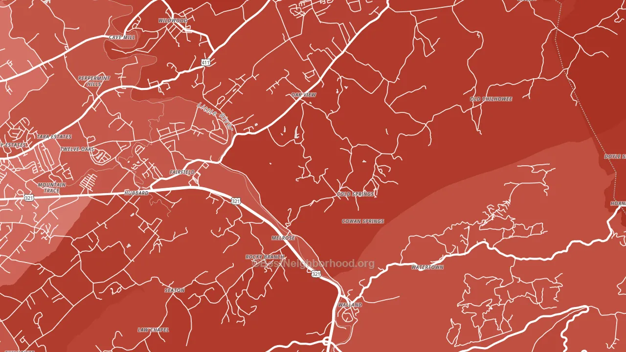 Walland, TN block-group political-lean map