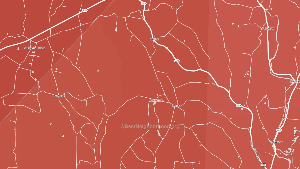 Waller, PA block-group political-lean map