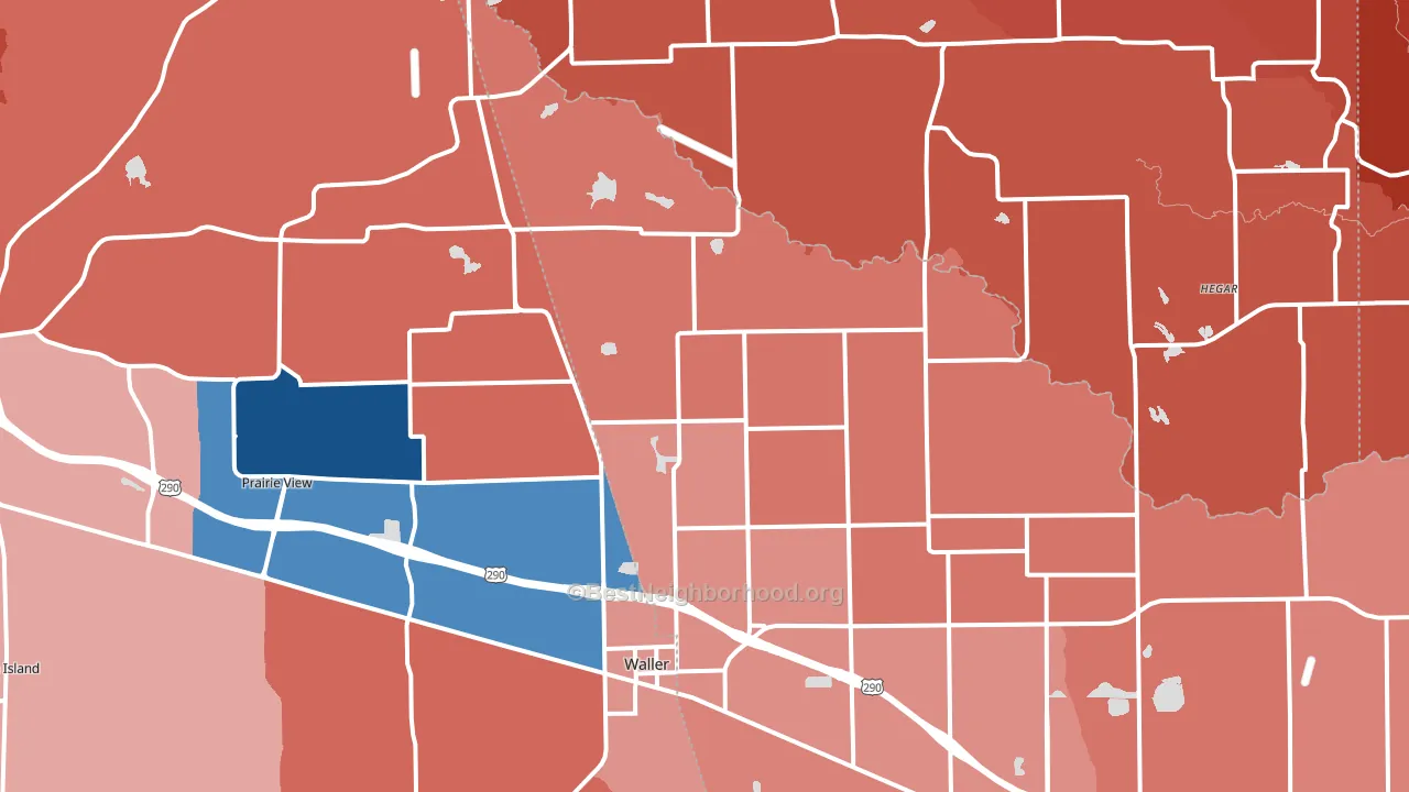 Waller, TX block-group political-lean map