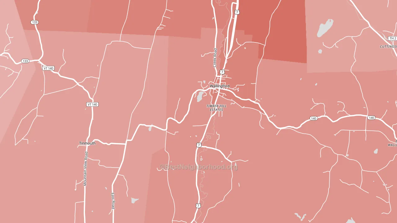 Wallingford, VT block-group political-lean map