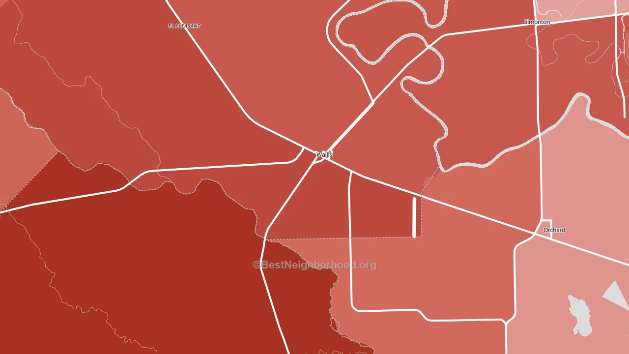 Wallis, TX block-group political-lean map