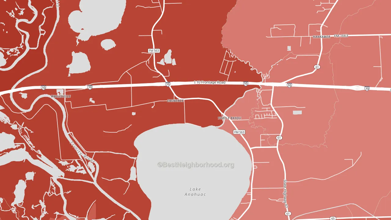 Wallisville, TX block-group political-lean map