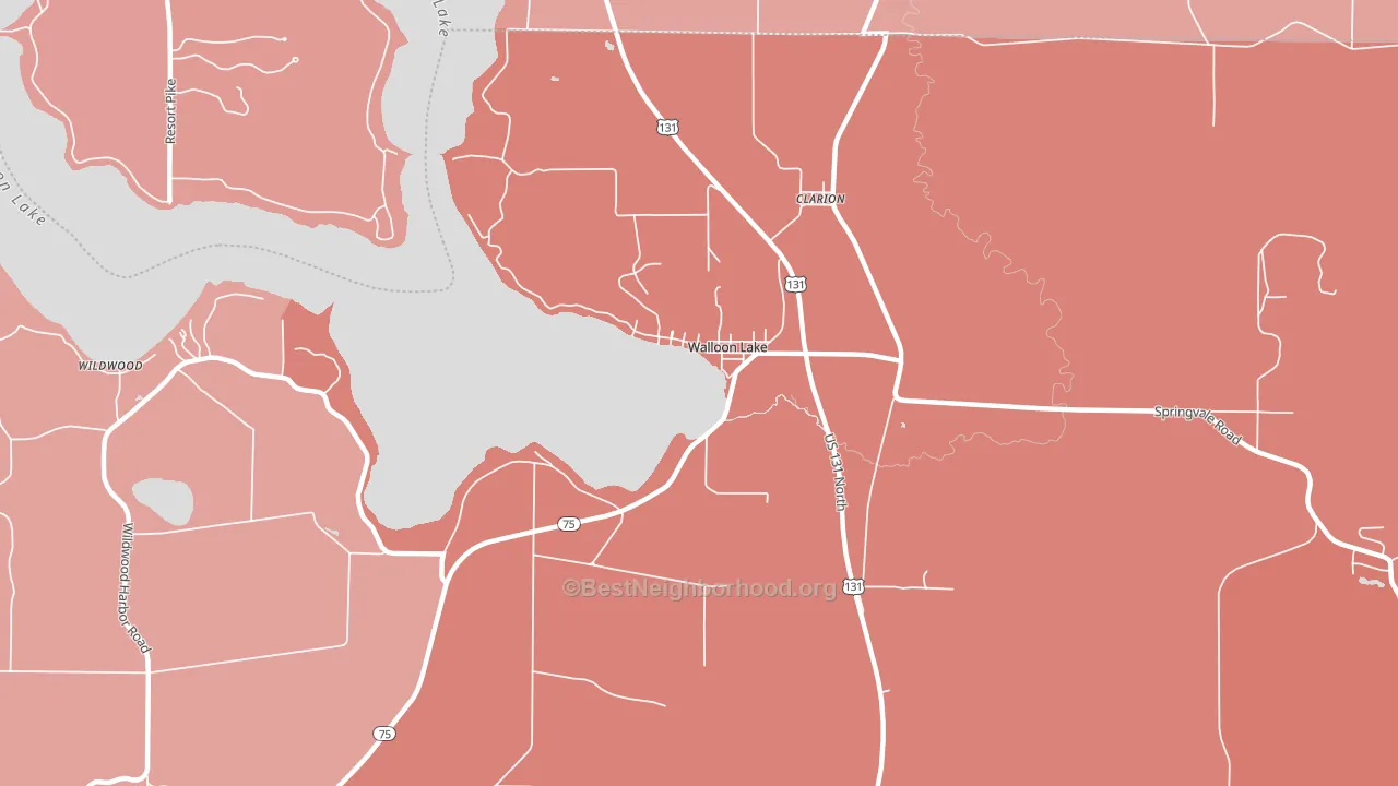 Walloon Lake, MI block-group political-lean map