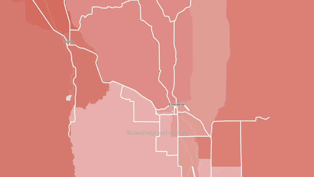Wallowa County, OR block-group political-lean map