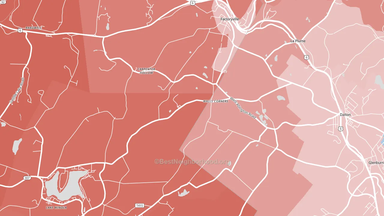 Walls Corners, PA block-group political-lean map