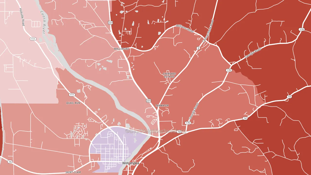 Wallsboro, AL block-group political-lean map