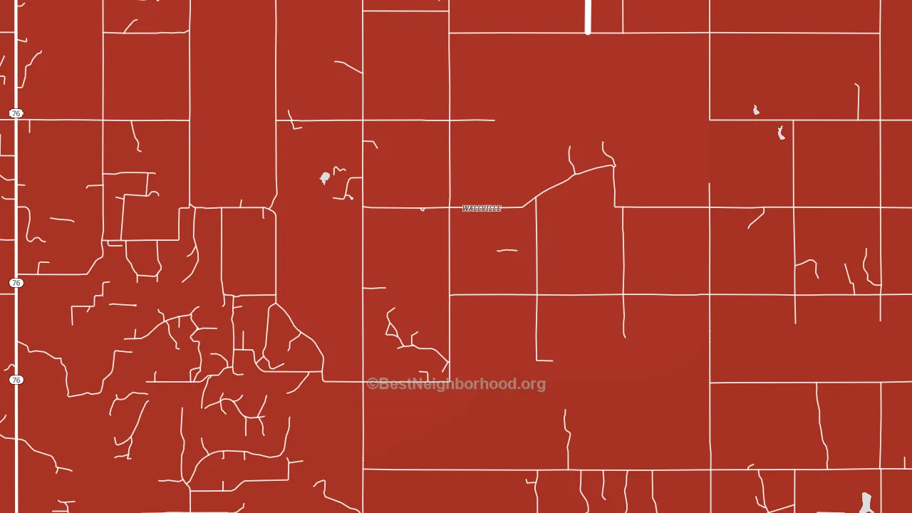 Wallville, OK block-group political-lean map