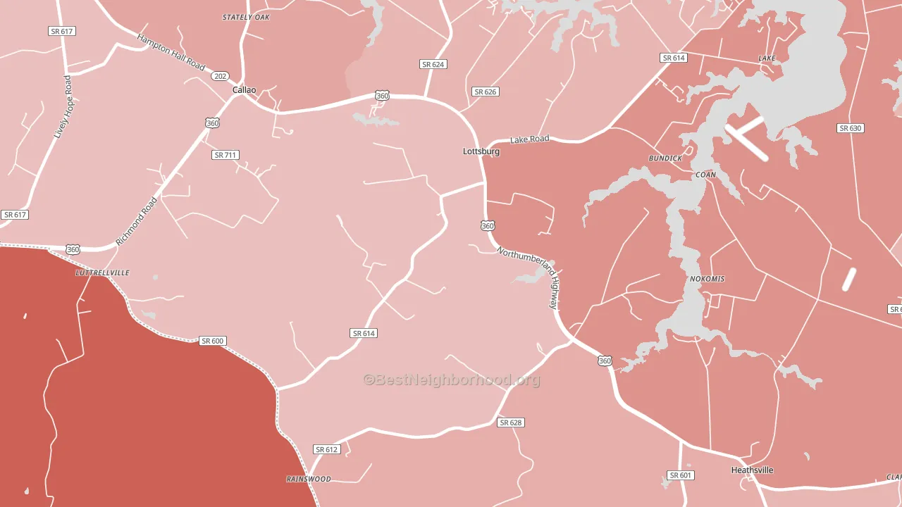 Walmsley, VA block-group political-lean map
