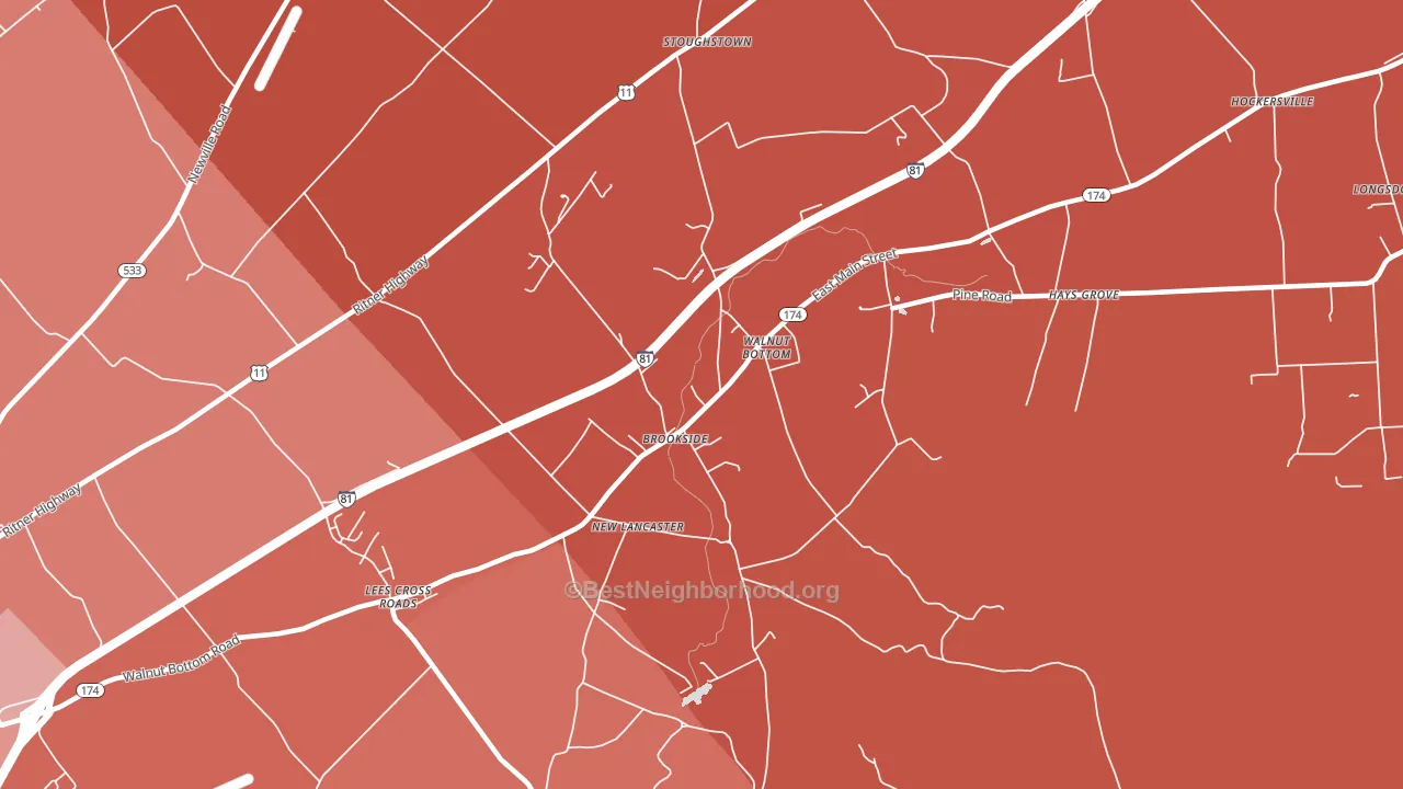 Walnut Bottom, PA block-group political-lean map