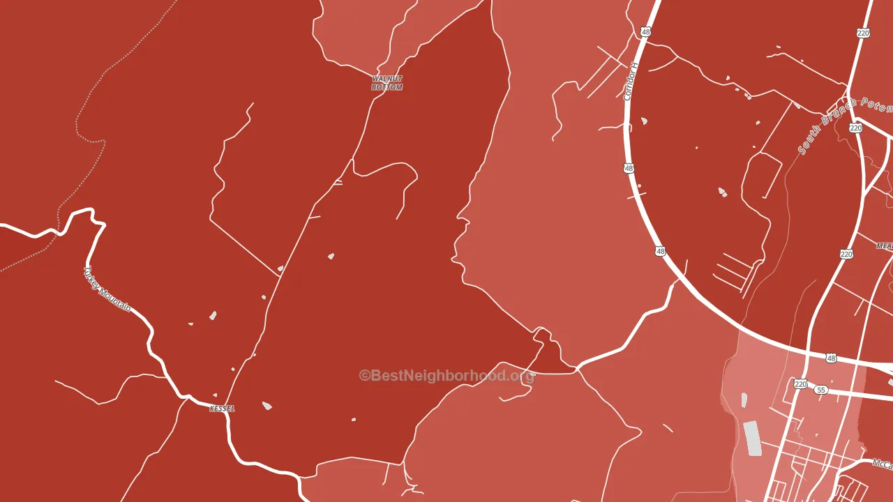 Walnut Bottom, WV block-group political-lean map