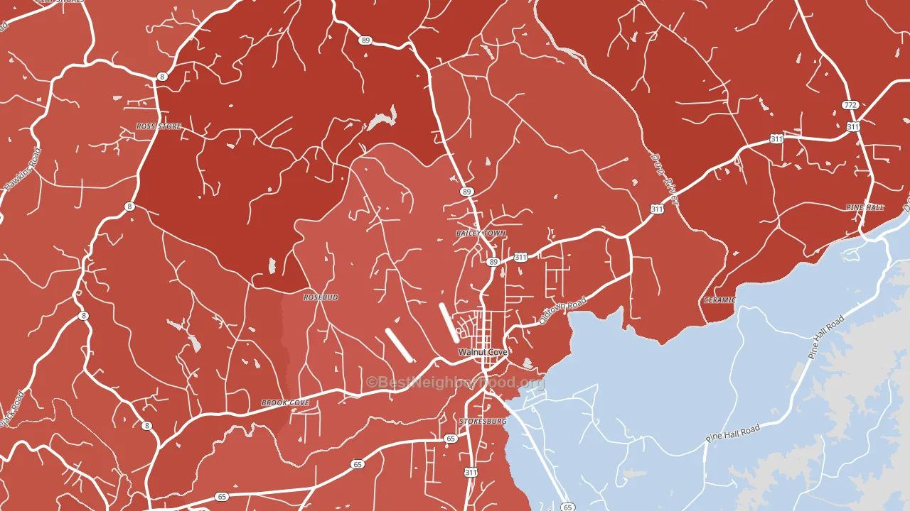 Walnut Cove, NC block-group political-lean map