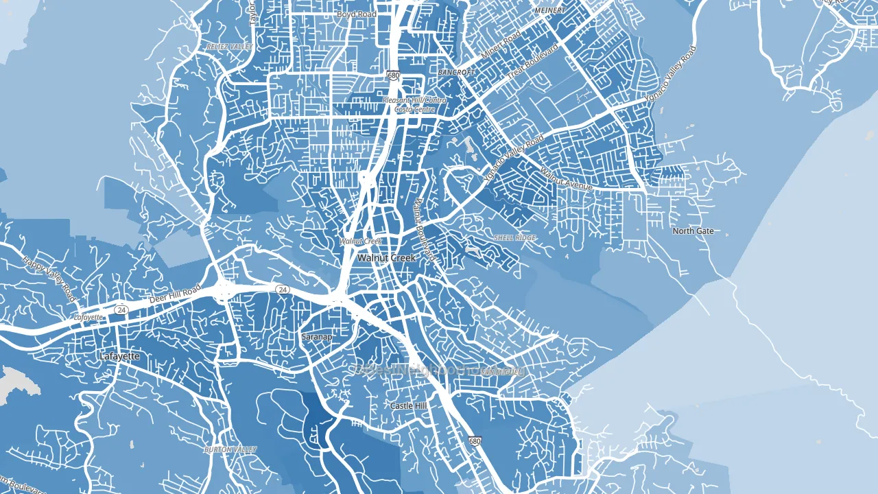 Walnut Creek, CA block-group political-lean map