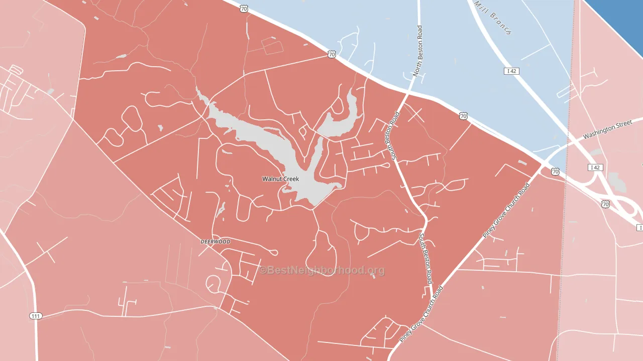 Walnut Creek, NC block-group political-lean map