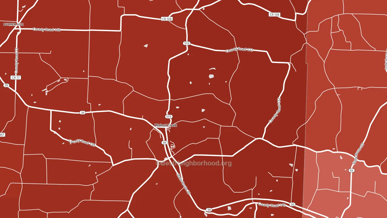 Walnut Creek, OH block-group political-lean map