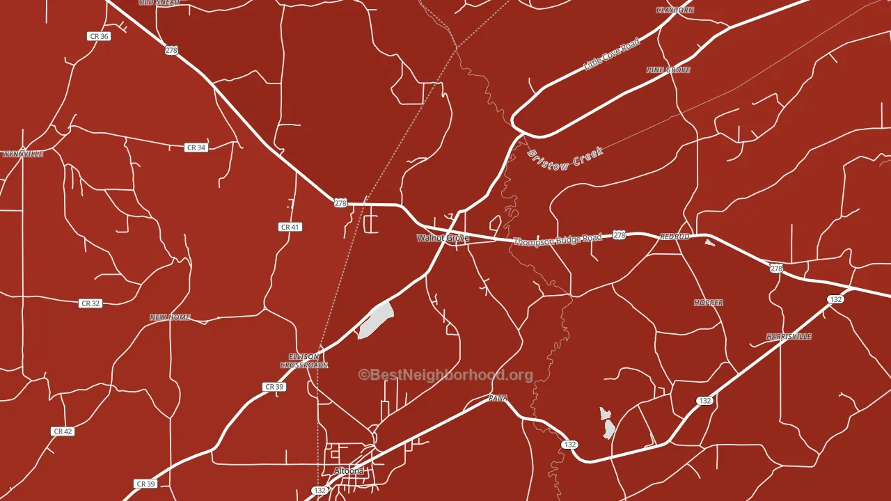 Walnut Grove, AL block-group political-lean map