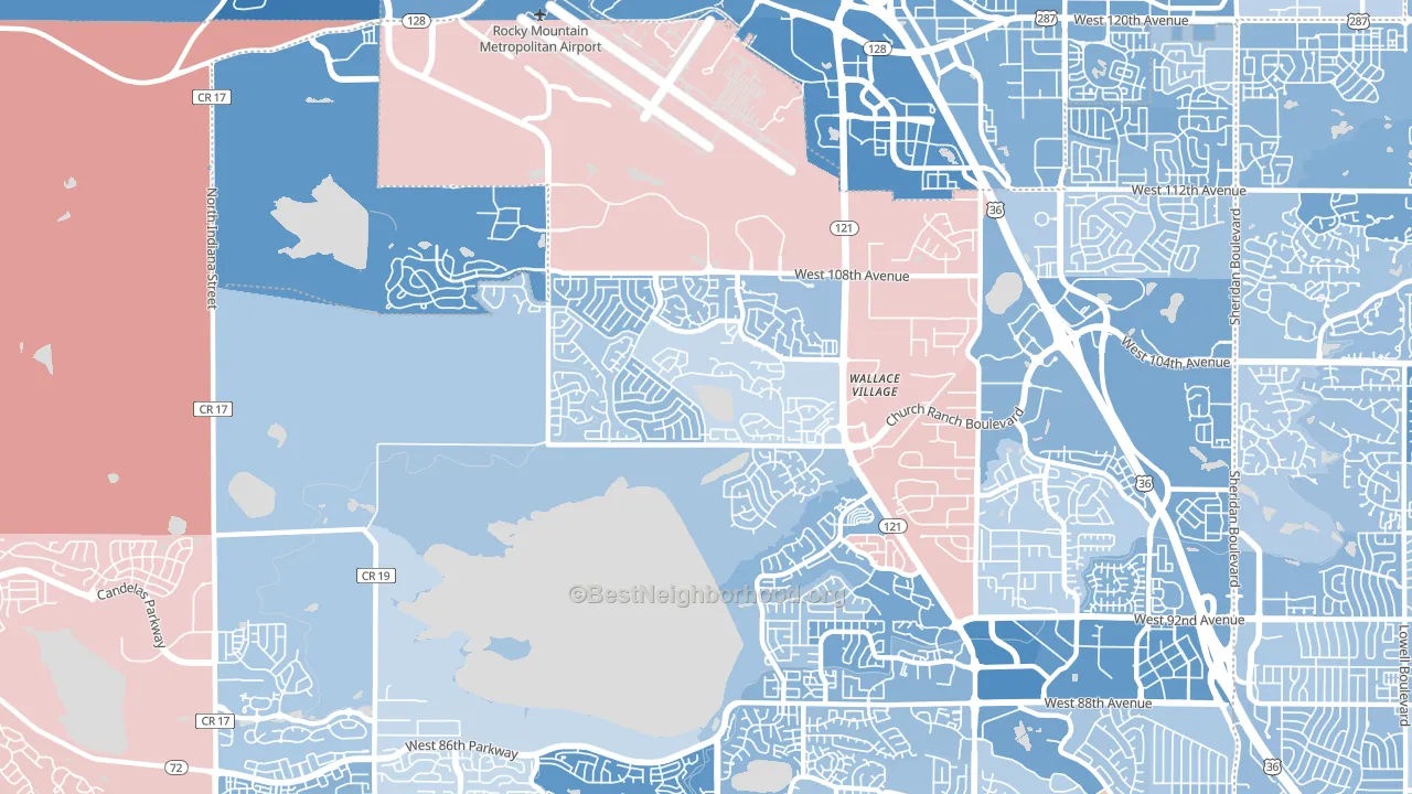 Walnut Grove, Broomfield, CO block-group political-lean map