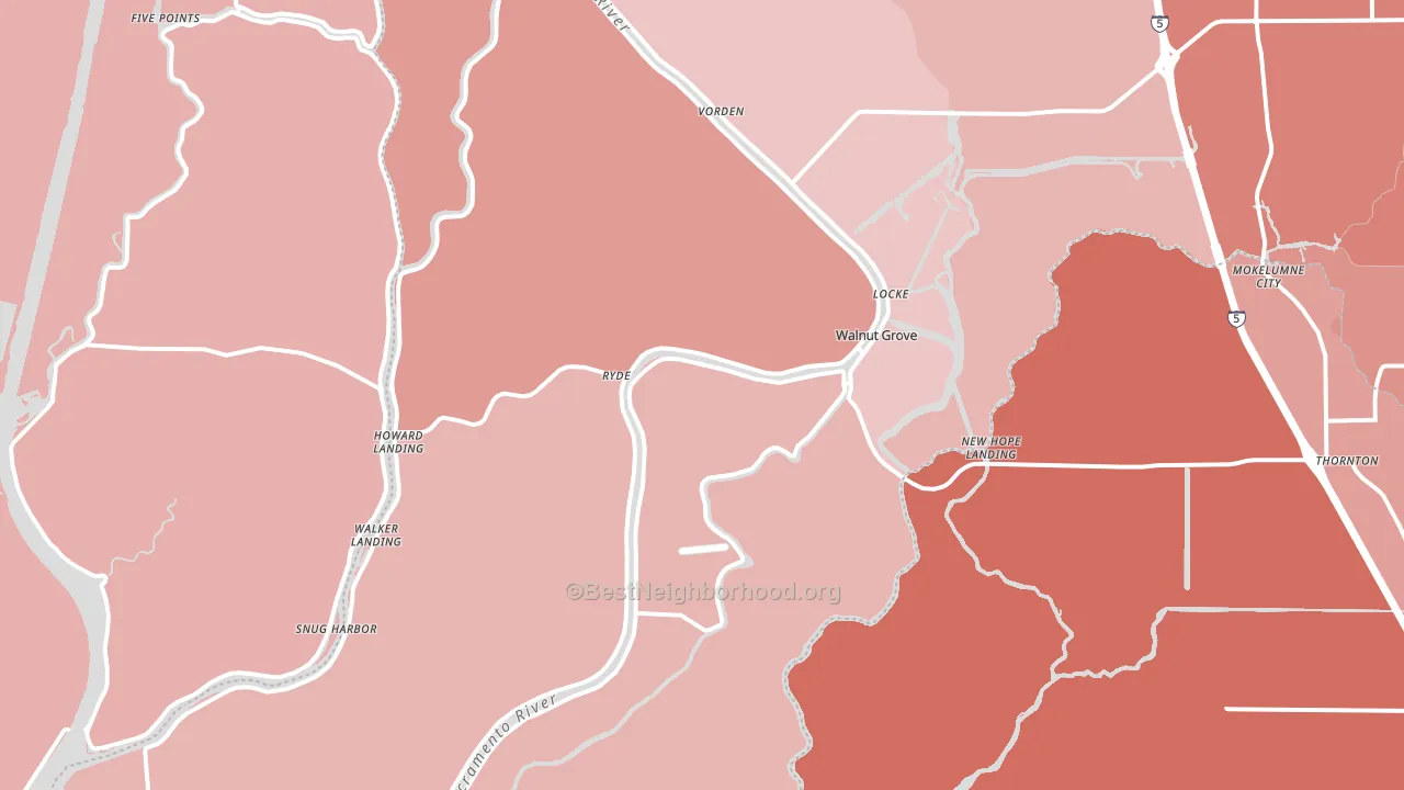 Walnut Grove, CA block-group political-lean map