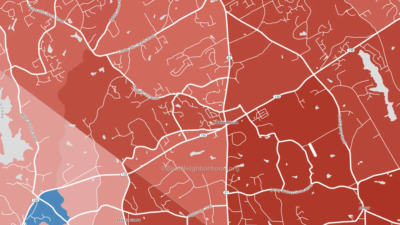 Walnut Grove, GA block-group political-lean map