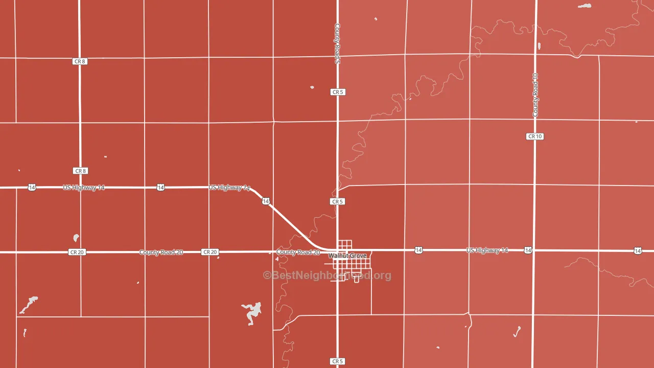 Walnut Grove, MN block-group political-lean map