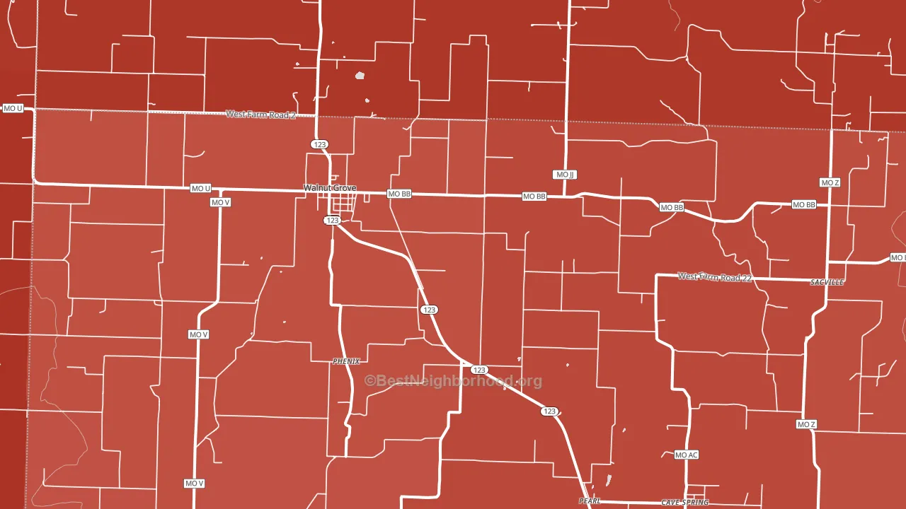 Walnut Grove, MO block-group political-lean map