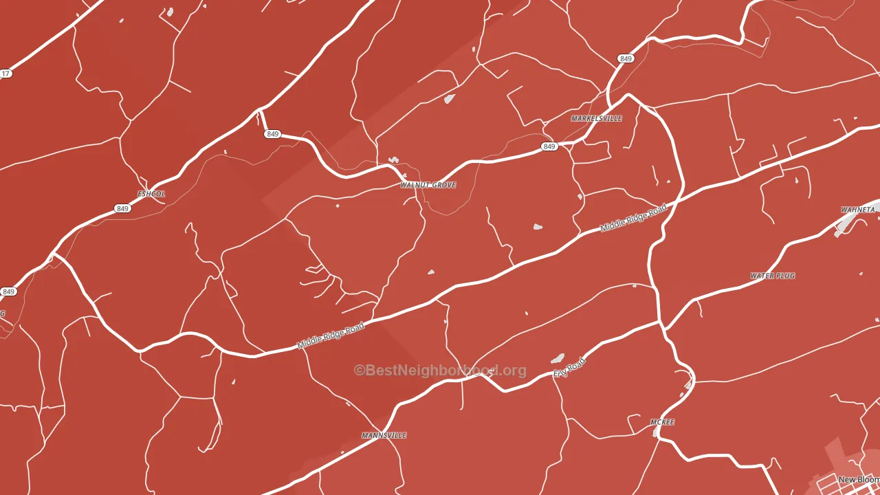 Walnut Grove, PA block-group political-lean map