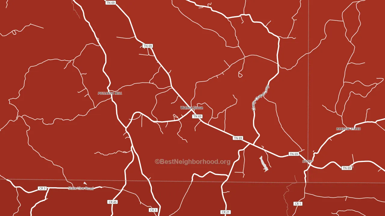 Walnut Grove, TN block-group political-lean map