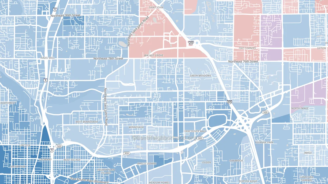 Walnut Grove, WA block-group political-lean map