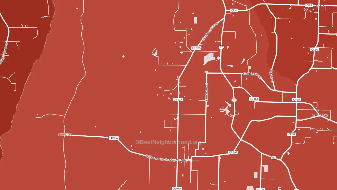 Walnut Hill, FL block-group political-lean map