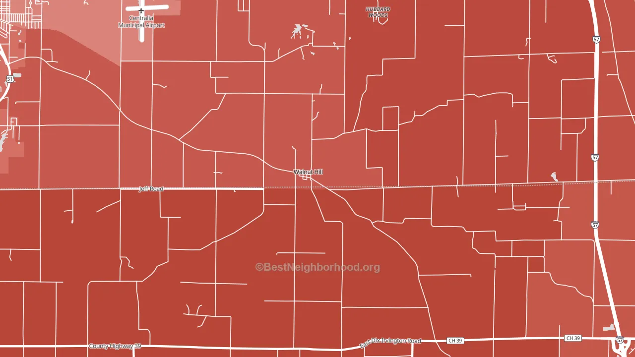Walnut Hill, IL block-group political-lean map