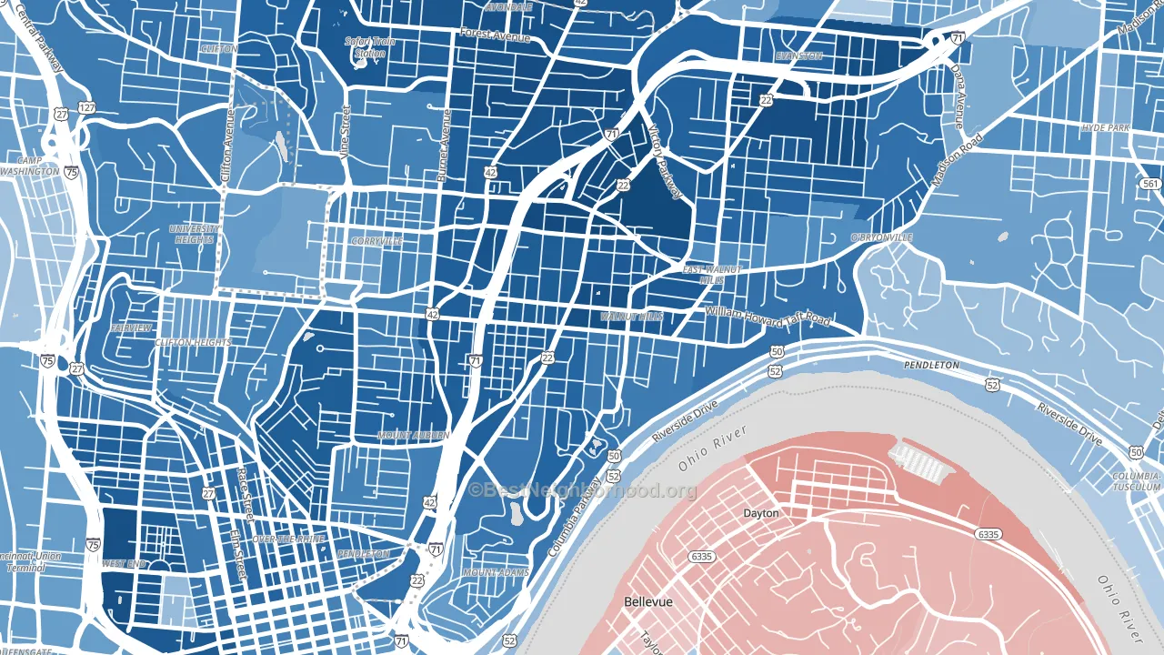 Walnut Hills, Cincinnati, OH block-group political-lean map