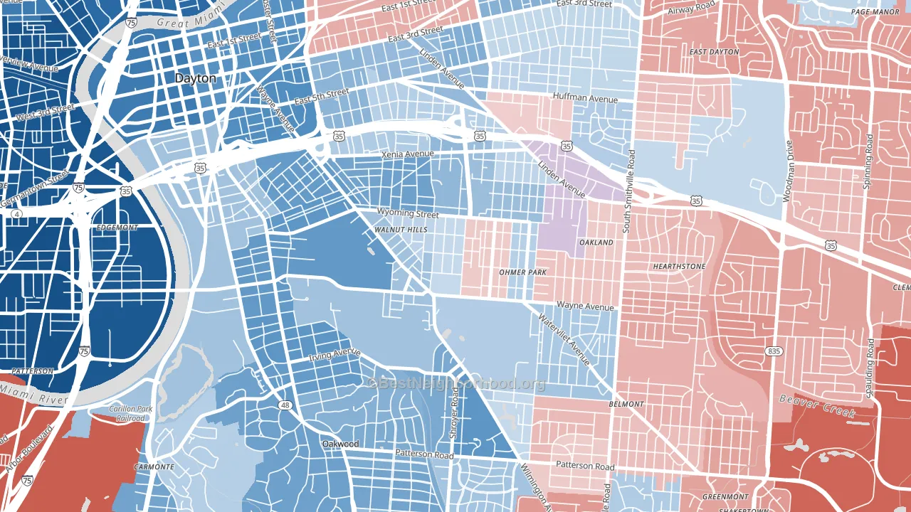 Walnut Hills-Dayton, Dayton, OH block-group political-lean map