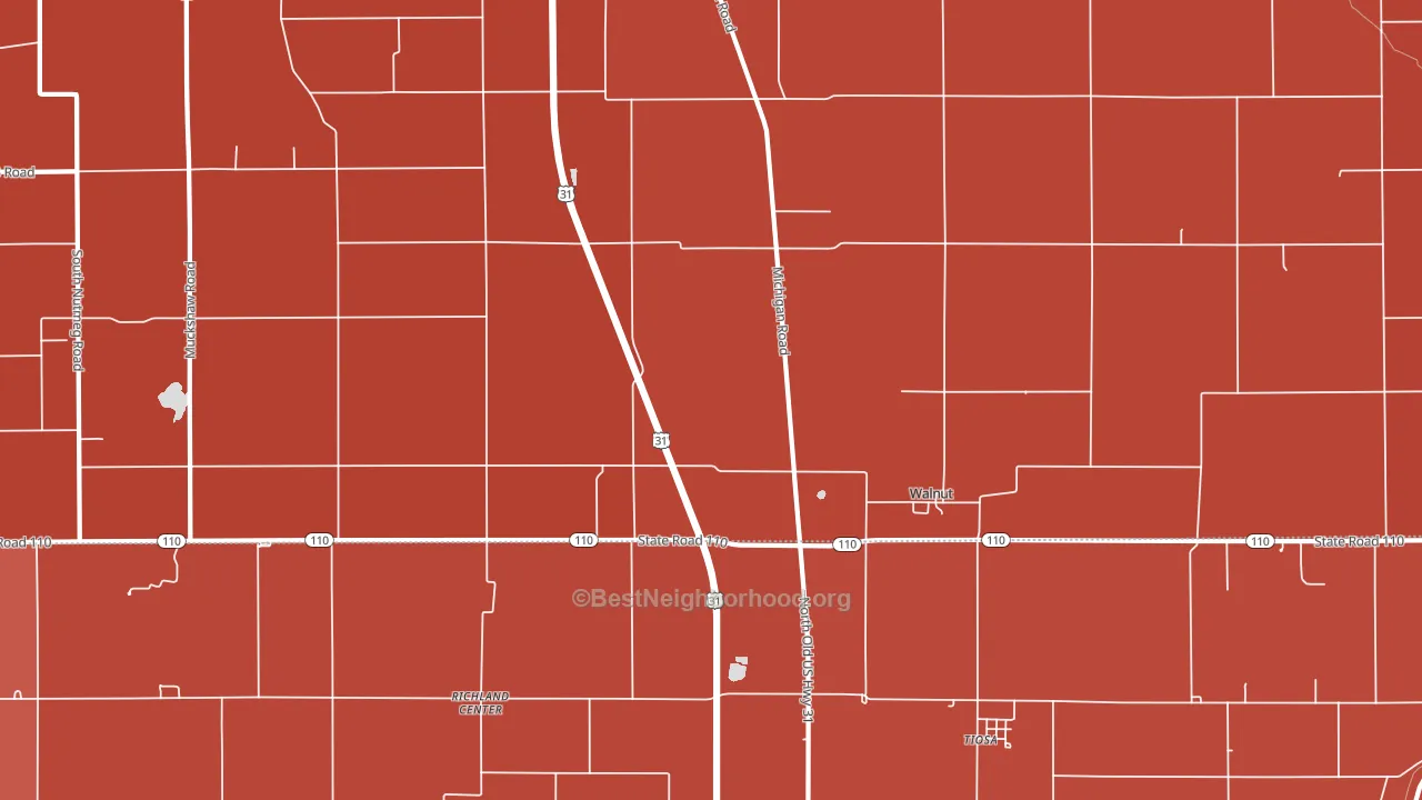 Walnut, IN block-group political-lean map