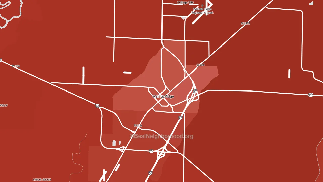Walnut Ridge, AR block-group political-lean map