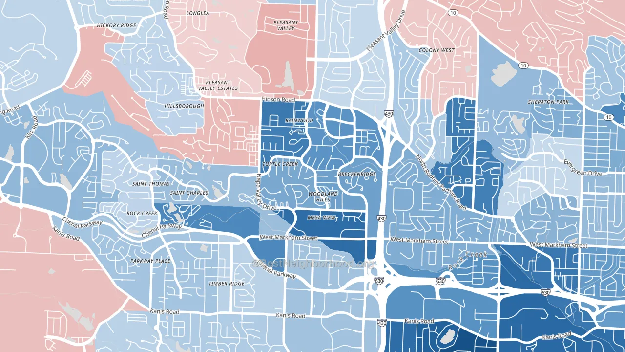 Walnut Valley, Little Rock, AR block-group political-lean map