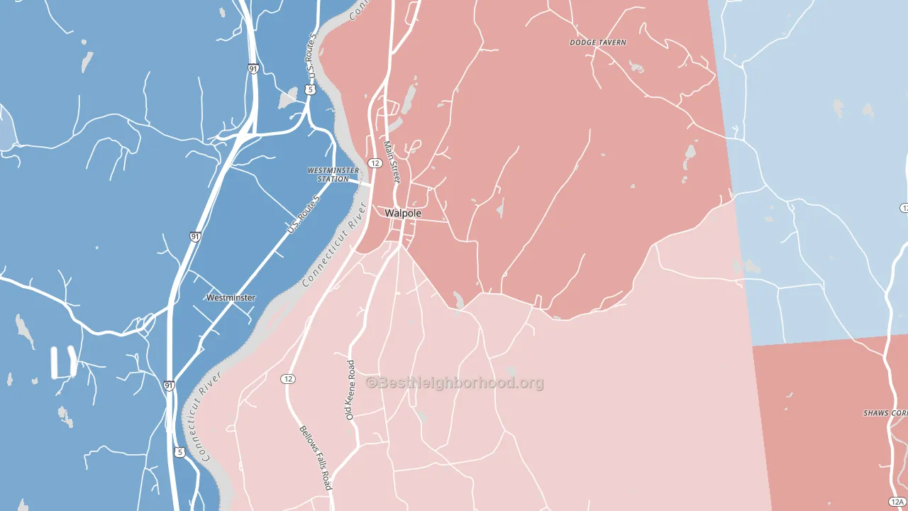 Walpole, NH block-group political-lean map