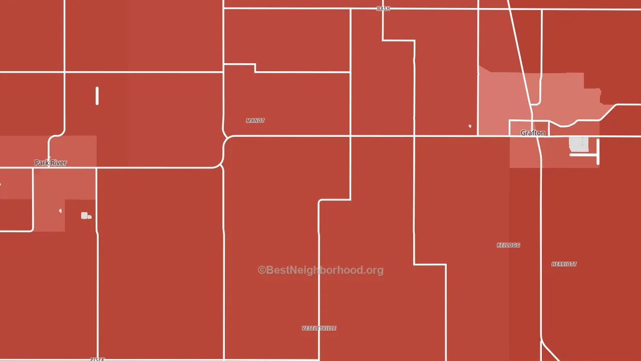 Walsh County, ND block-group political-lean map