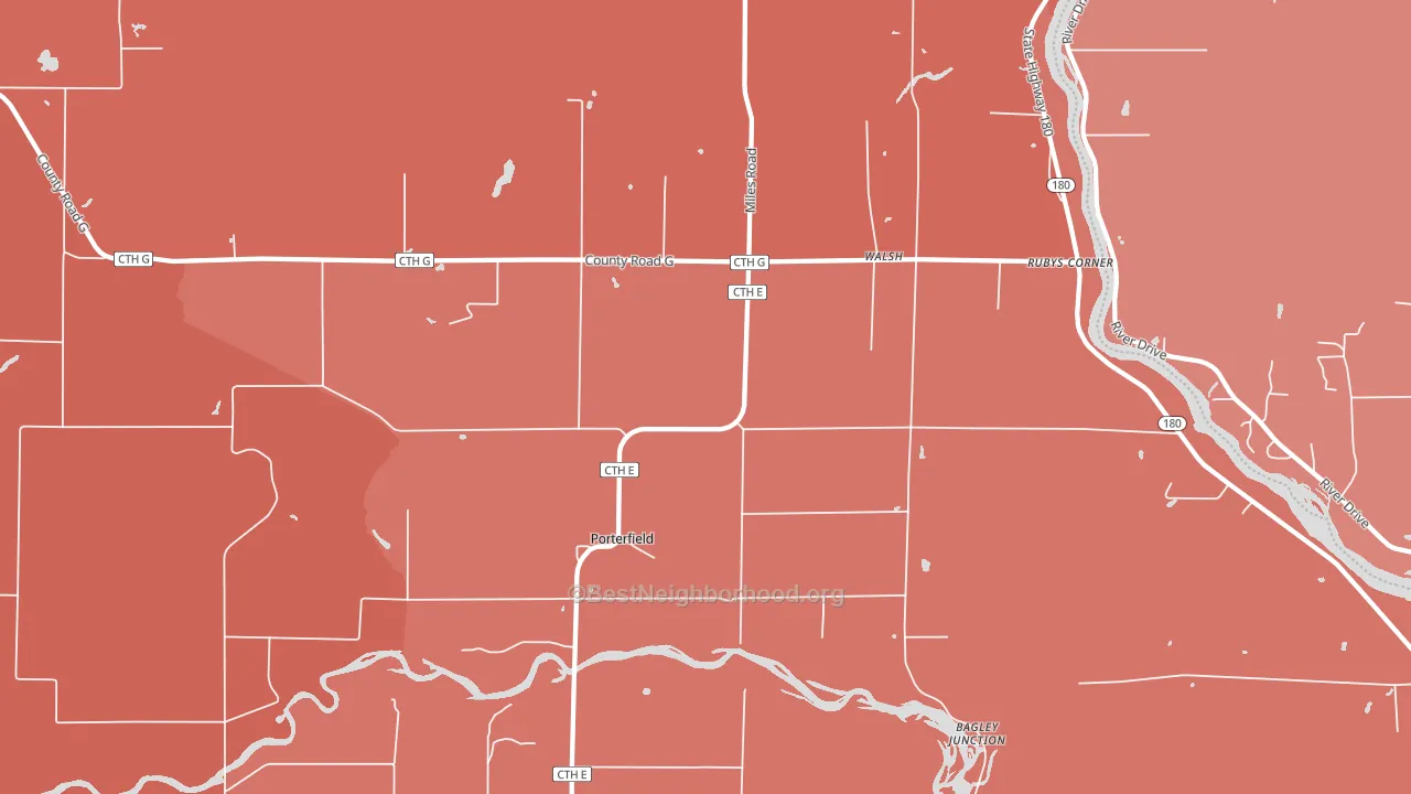Walsh, WI block-group political-lean map