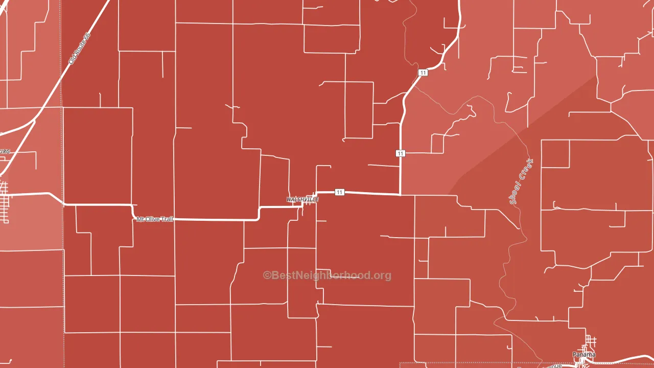 Walshville, IL block-group political-lean map