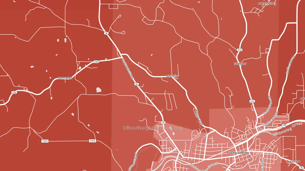 Walston, PA block-group political-lean map
