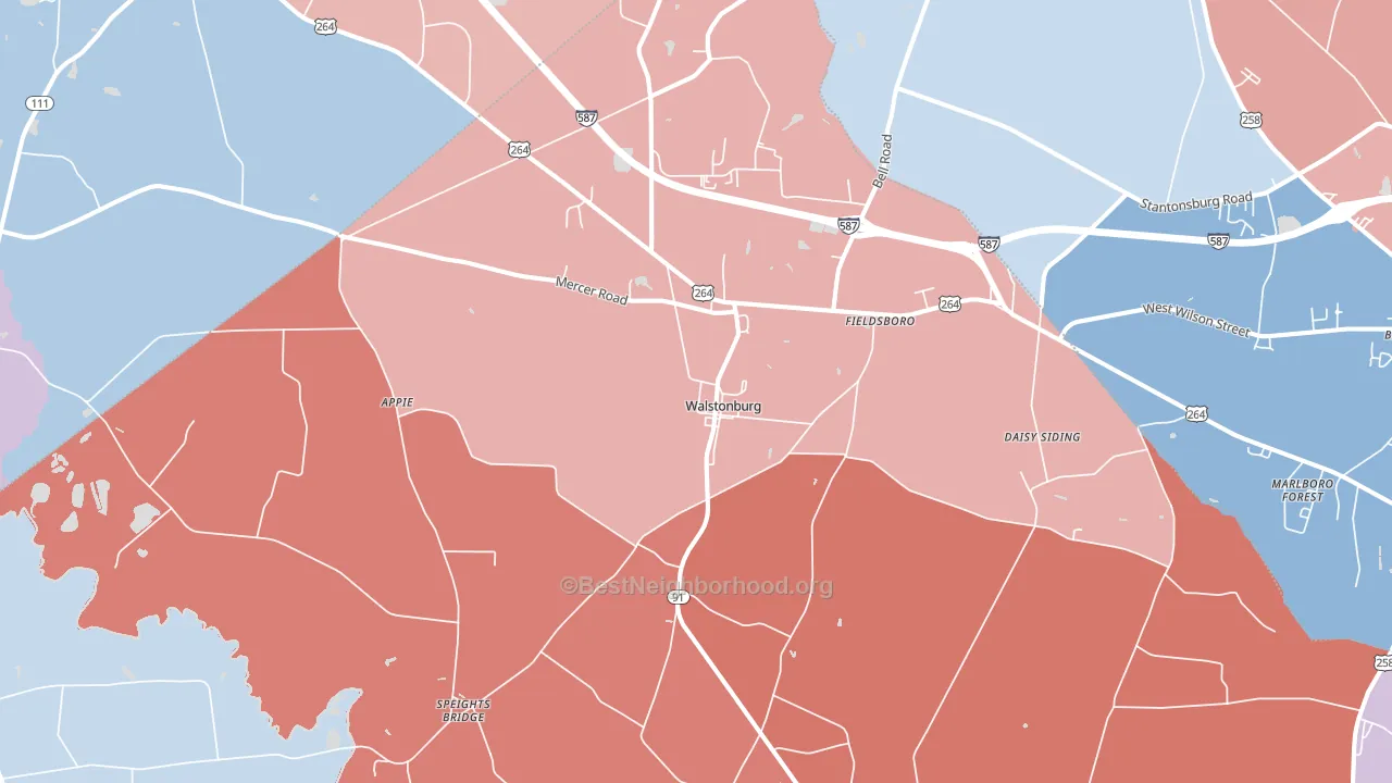 Walstonburg, NC block-group political-lean map