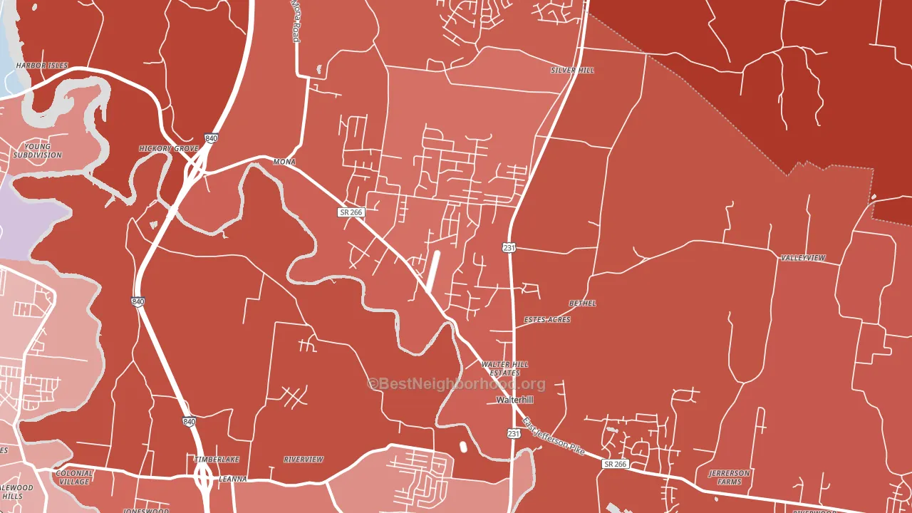Walterhill, TN block-group political-lean map