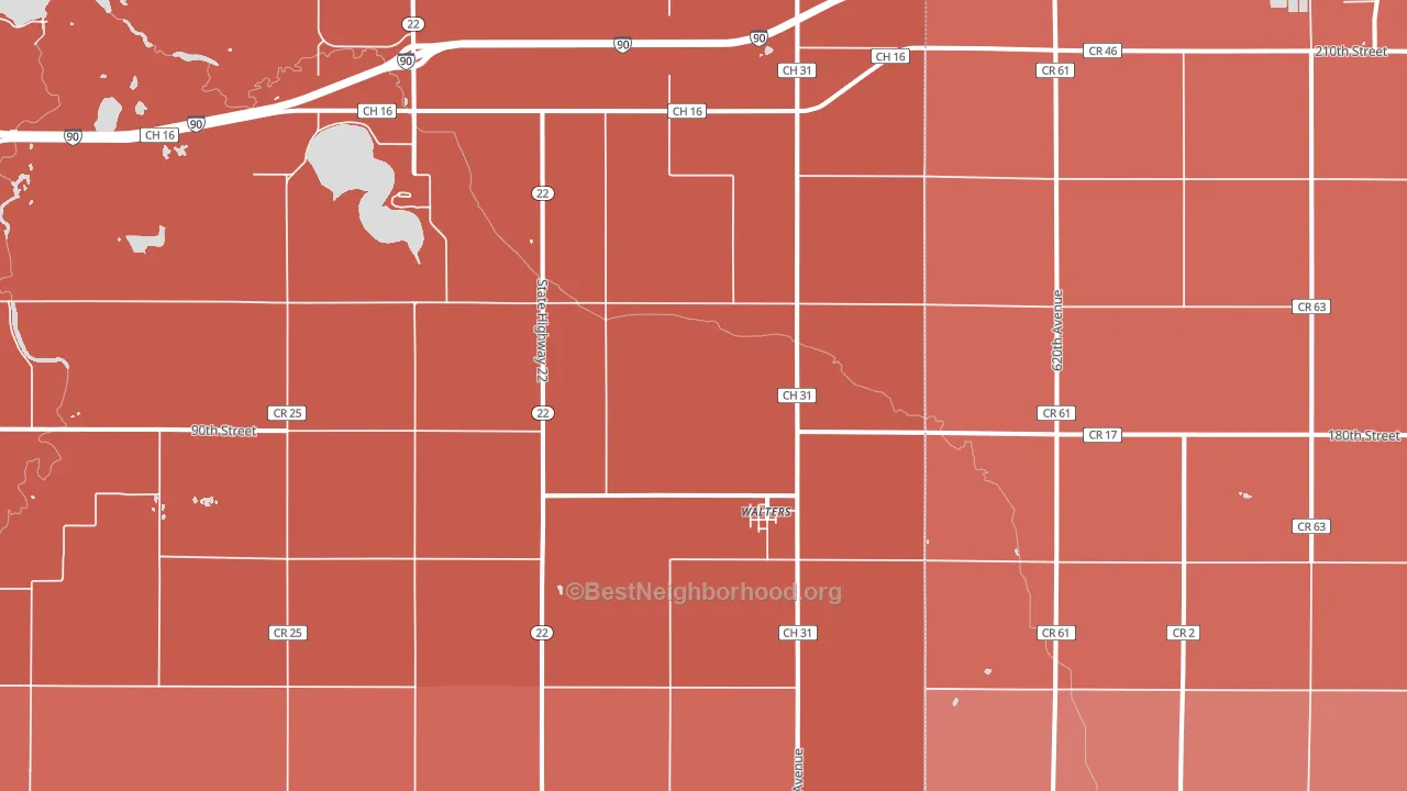 Walters, MN block-group political-lean map