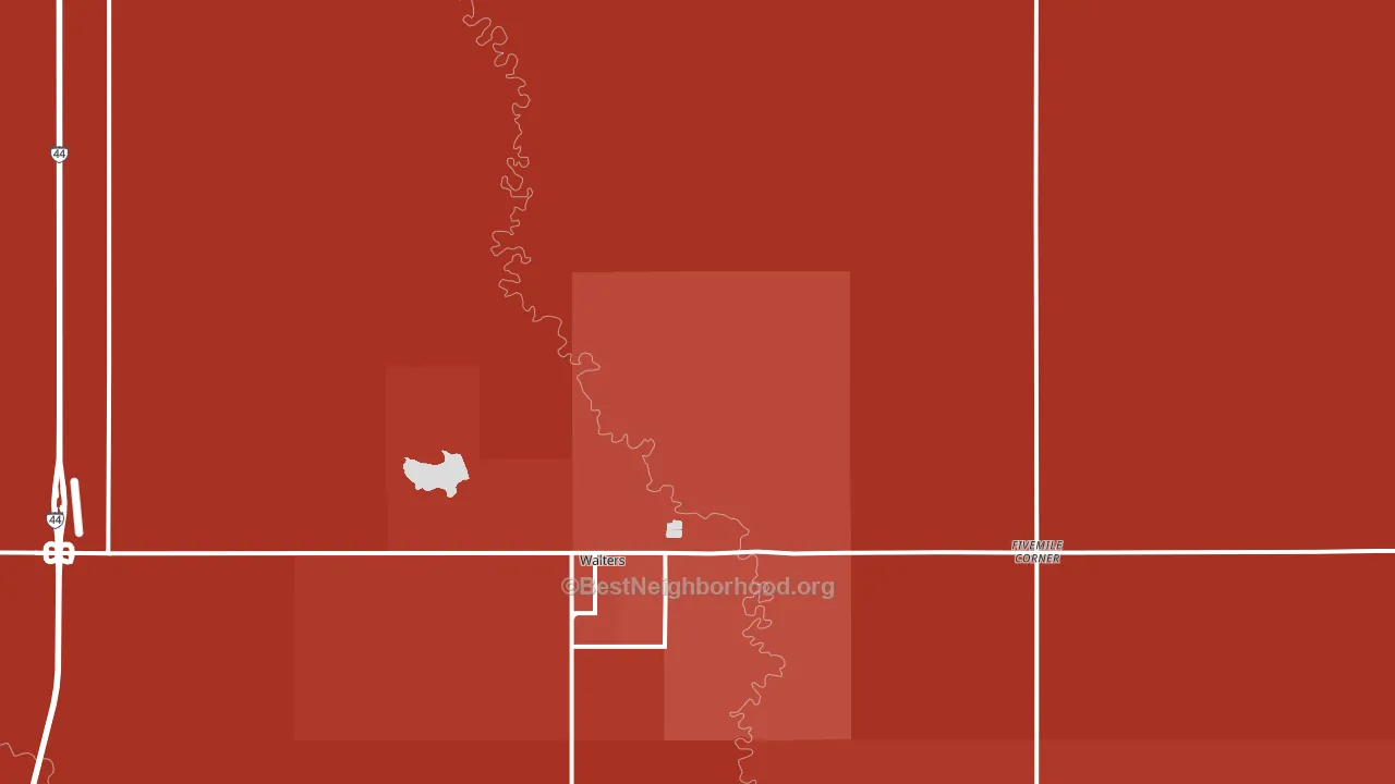 Walters, OK block-group political-lean map