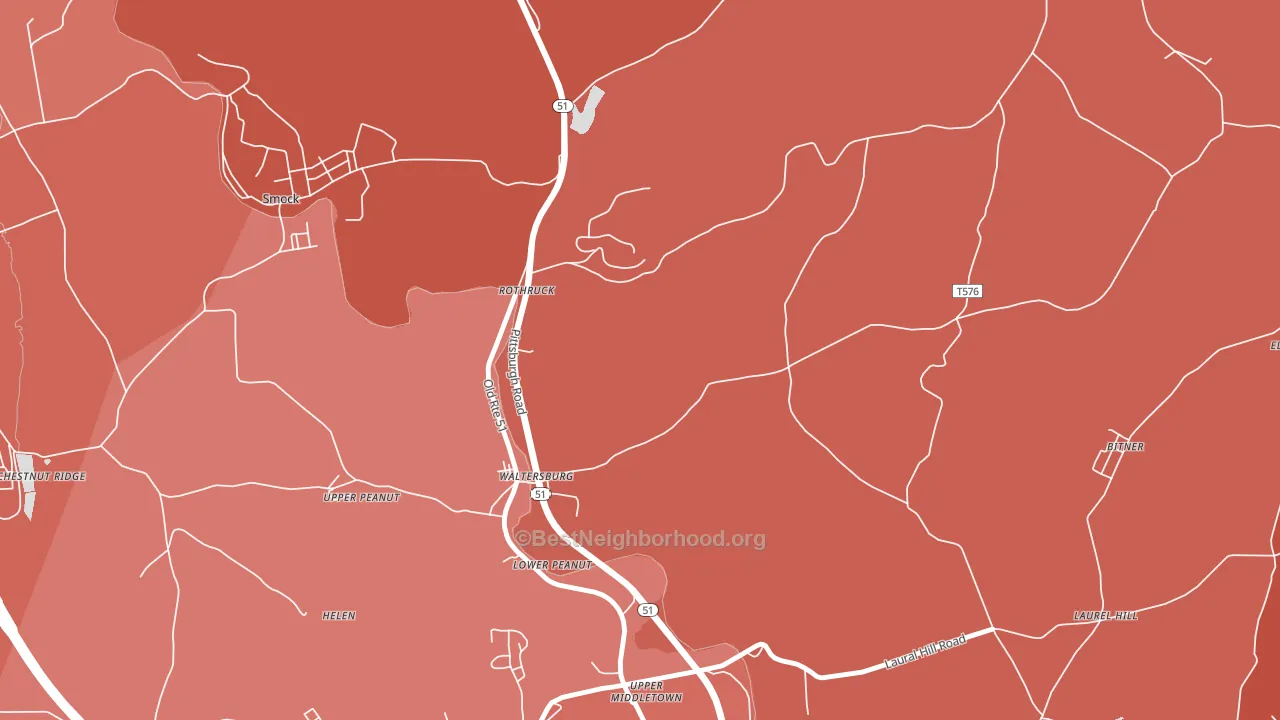 Waltersburg, PA block-group political-lean map
