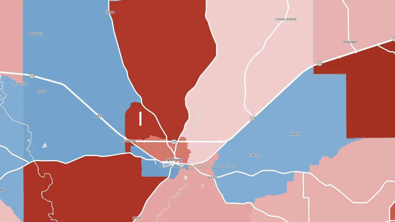 Walthall County, MS block-group political-lean map